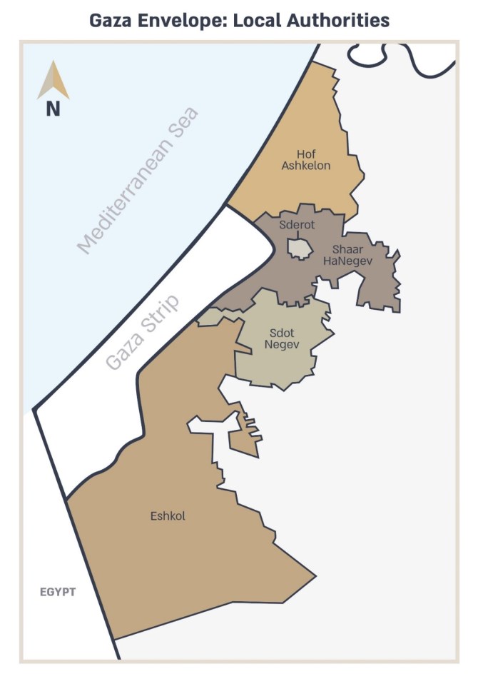 Map of Gaza envelope local authorities